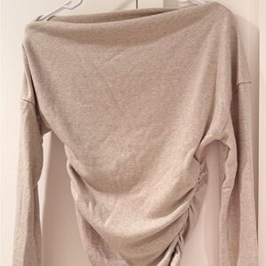 Off-Shoulder Ruched Long-Sleeve Top